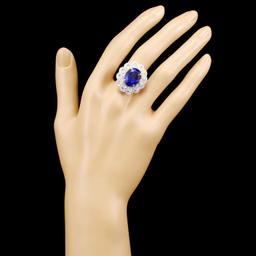 18K Gold 10.73ct Tanzanite & 1.67ctw Diamond Ring