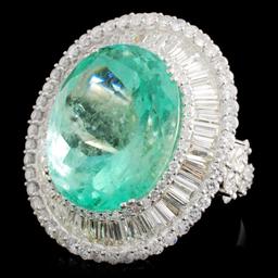 18K Gold 25.70ct Emerald & 6.94ctw Diamond Ring