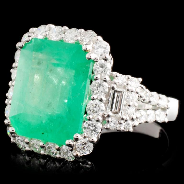 18K Gold 7.93ct Emerald & 1.67ctw Diamond Ring