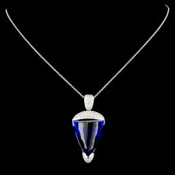 18K Gold 26.25ct Tanzanite & 0.80ctw Diamond Penda