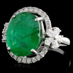 18K White Gold 6.19ct Emerald & 0.82ct Diamond Rin