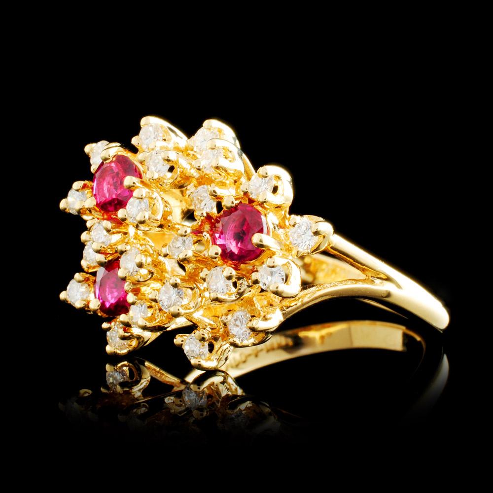 14K Gold 0.88ct Ruby & 0.41ctw Diamond Ring