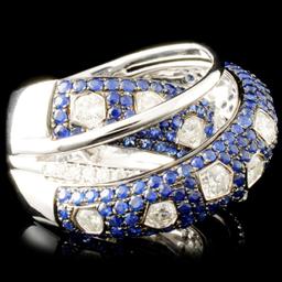 18K Gold 2.36ct Sapphire & 1.59ctw  Diamond Ring