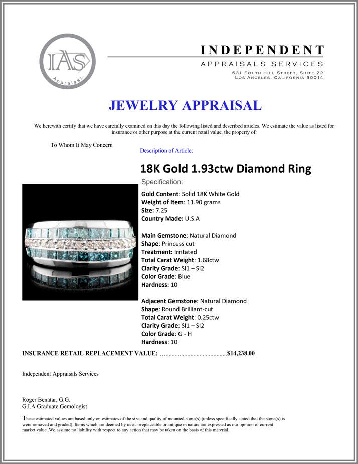 18K Gold 1.93ctw Diamond Ring