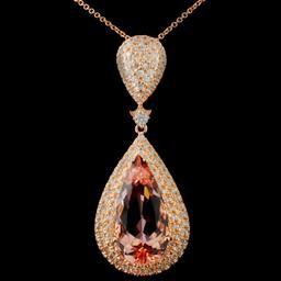 18K Rose Gold 10.84ct Morganite & 0.92ct Diamond P