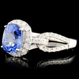 18K Gold 1.63ct Sapphire & 0.45ctw Diamond Ring