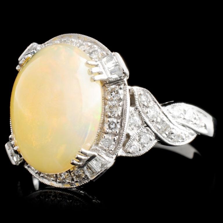 18K Gold 2.14ct Opal & 0.48ctw Diamond Ring