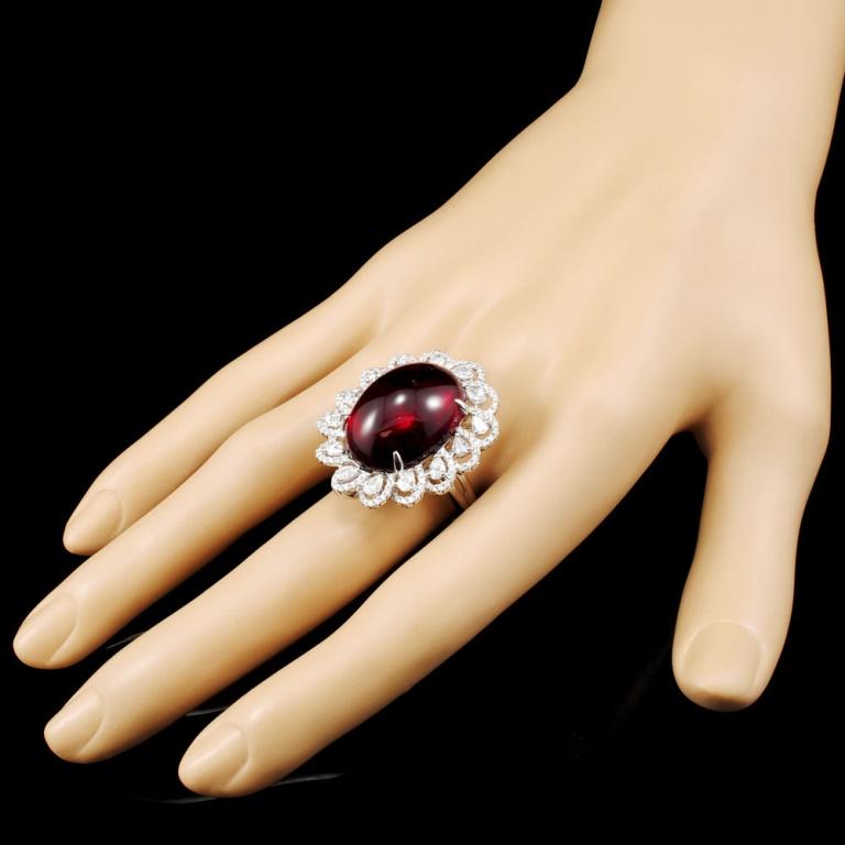 18K Gold 25.37ct Rubellite Tourmaline & 1.60ctw Di