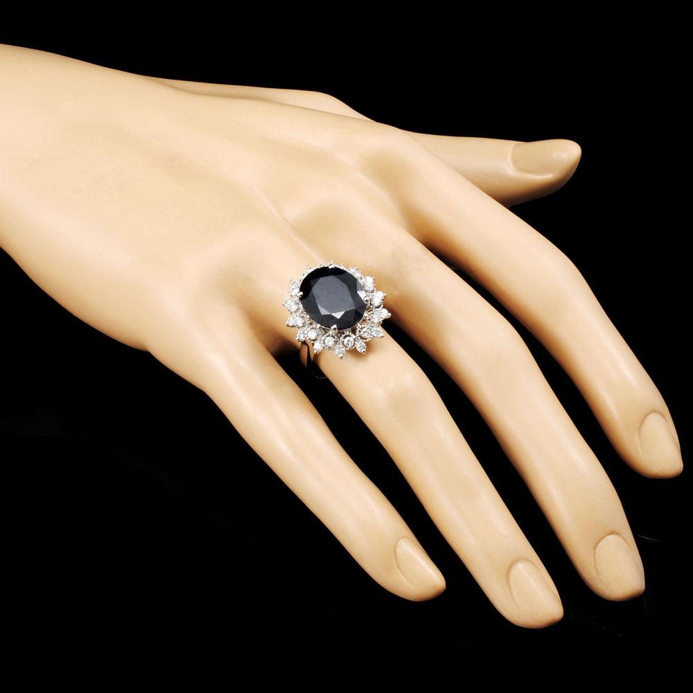 14K Gold 6.92ct Sapphire & 0.75ctw Diamond Ring