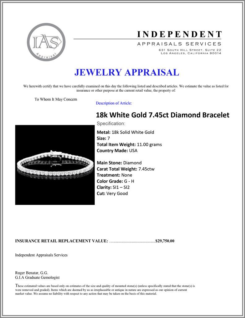 ^18k White Gold 7.45ct Diamond Bracelet