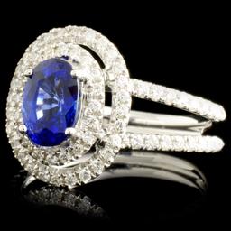 18K Gold 1.22ct Sapphire & 0.58ctw Diamond Ring