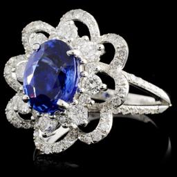 18K W Gold 2.00ct Sapphire & 0.98ct Diamond Ring