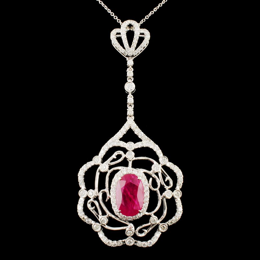 18K Gold 4.39ct Ruby & 1.84ctw Diamond Pendant