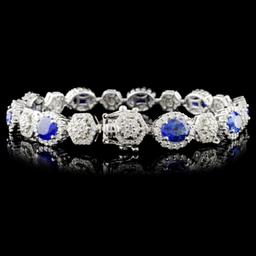 18K Gold 9.13ctw Sapphire & 3.16ctw Diamond Bracel