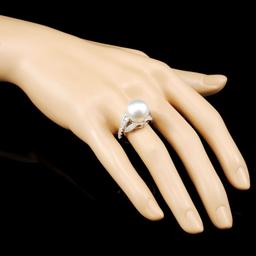 14K Gold 13.00mm Pearl & 1.00ctw Diamond Ring