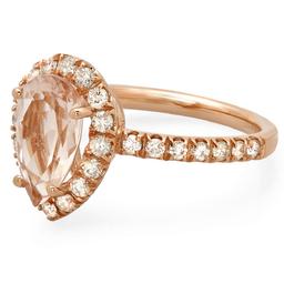 14K Gold 2.00ct Morganite & 0.65ct Diamond Ring