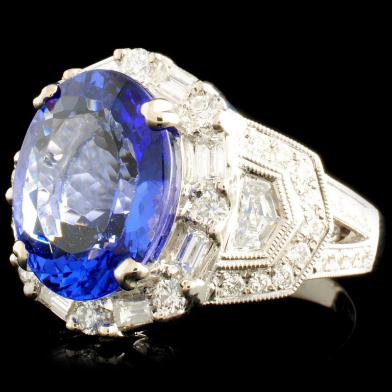 18K Gold 6.42ct Tanzanite & 1.66ctw Diamond Ring