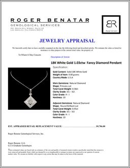 18K White Gold 1.03ctw  Fancy Diamond Pendant