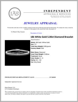 ^18k White Gold 5.00ct Diamond Bracelet