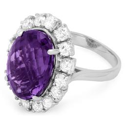 14K Gold 10ct Amethyst & 2.00ct Diamond Ring