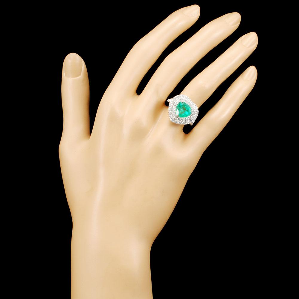 18K Gold 2.23ct Emerald & 1.79ctw Diamond Ring