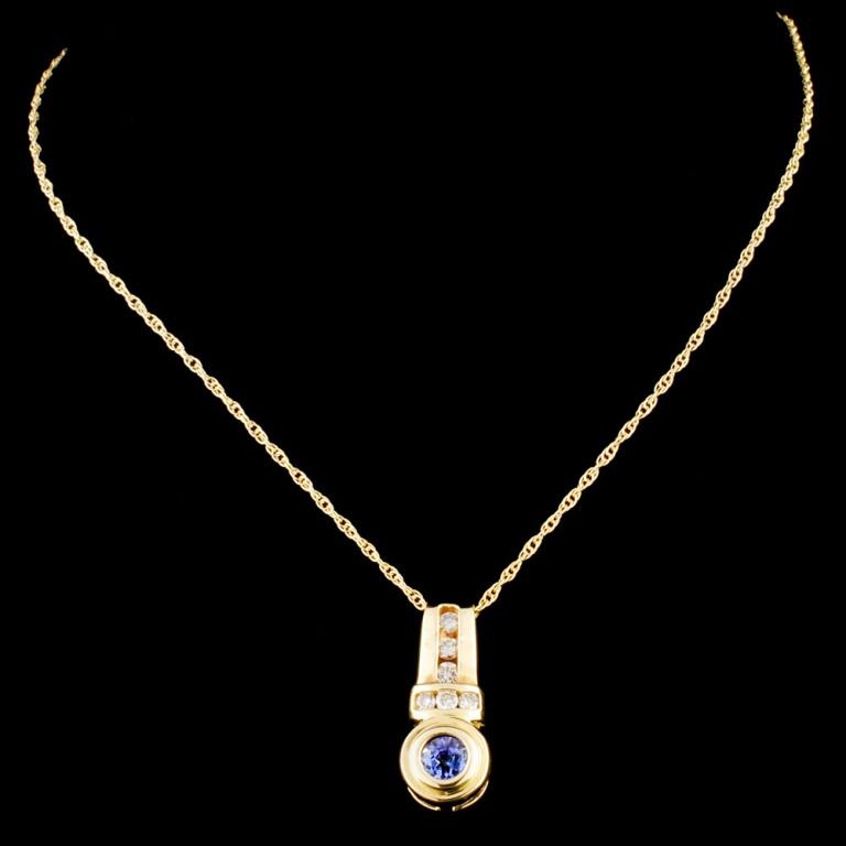 14K Gold 0.47ct Tanzanite & 0.25ctw Diamond Pendan