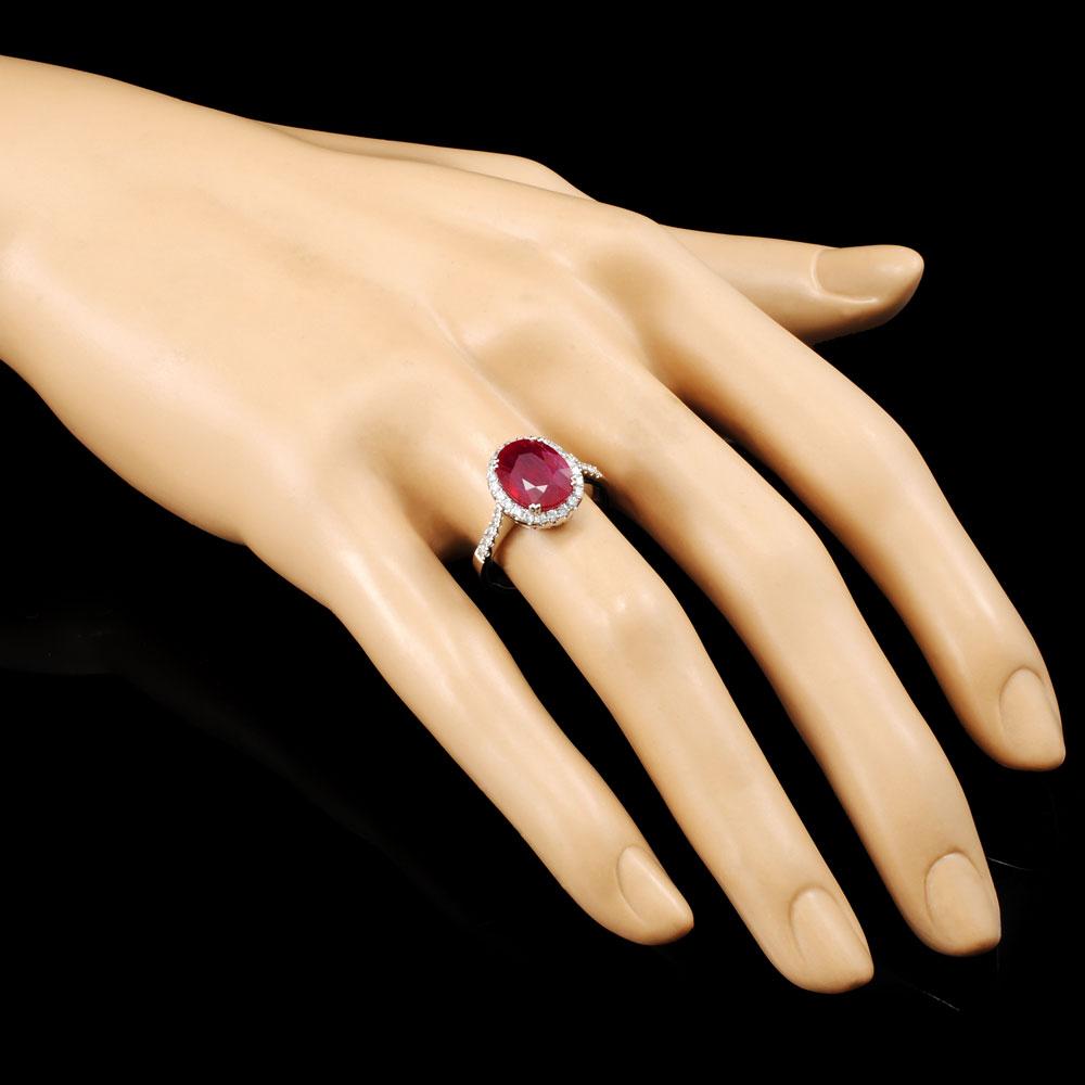 18K Gold 3.86ct Ruby & 0.39ctw Diamond Ring