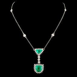 18K Gold 3.03ct Emerald & 1.50ctw Diamond Necklace