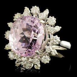 14K Gold 12.91ct Kunzite & 1.00ctw Diamond Ring