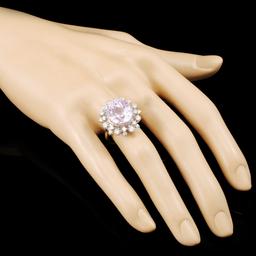 14K Gold 12.91ct Kunzite & 1.00ctw Diamond Ring