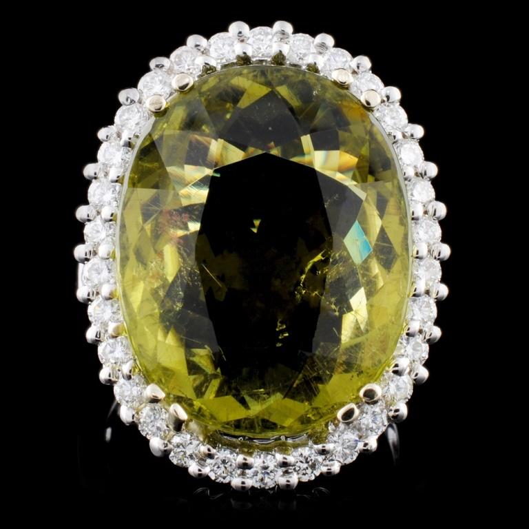 18K Gold 15.81ct Tourmaline & 1.07ct Diamond Ring