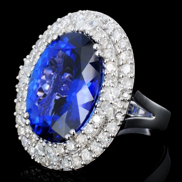 18K Gold 16.55ct Tanzanite & 2.05ct Diamond Ring