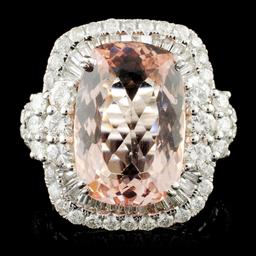 18K Gold 7.02ct Morganite & 1.96ctw Diamond Ring