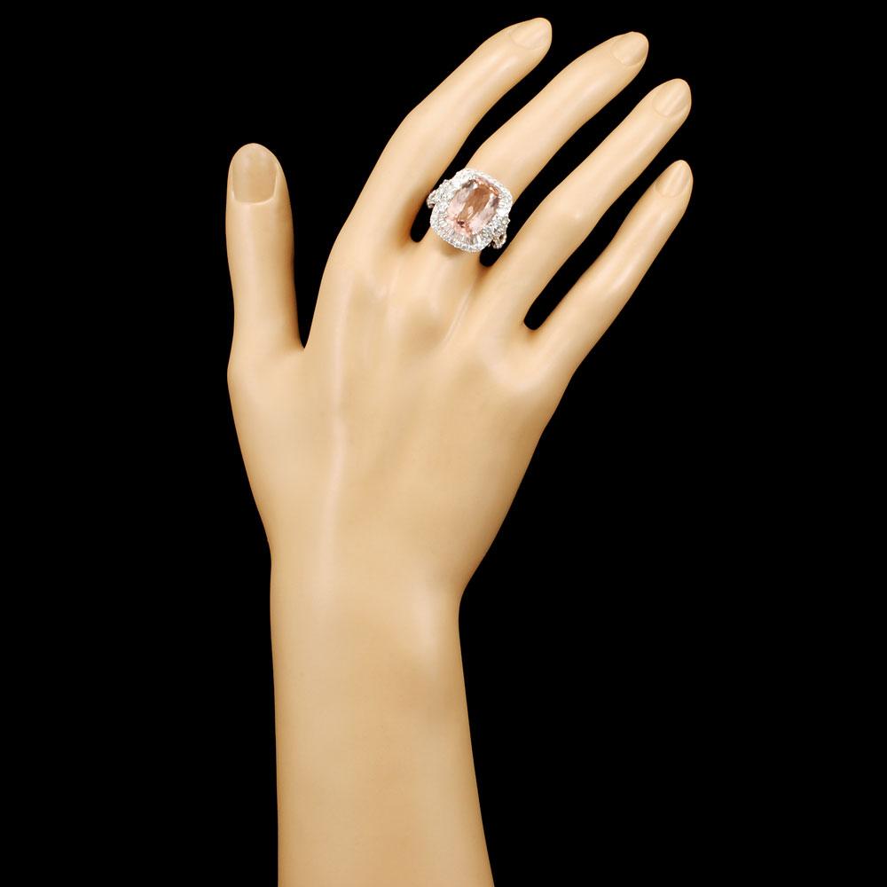 18K Gold 7.02ct Morganite & 1.96ctw Diamond Ring