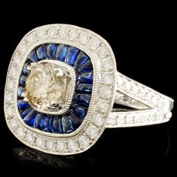 14K Gold 1.14ct Sapphire & 1.82ctw Diamond Ring