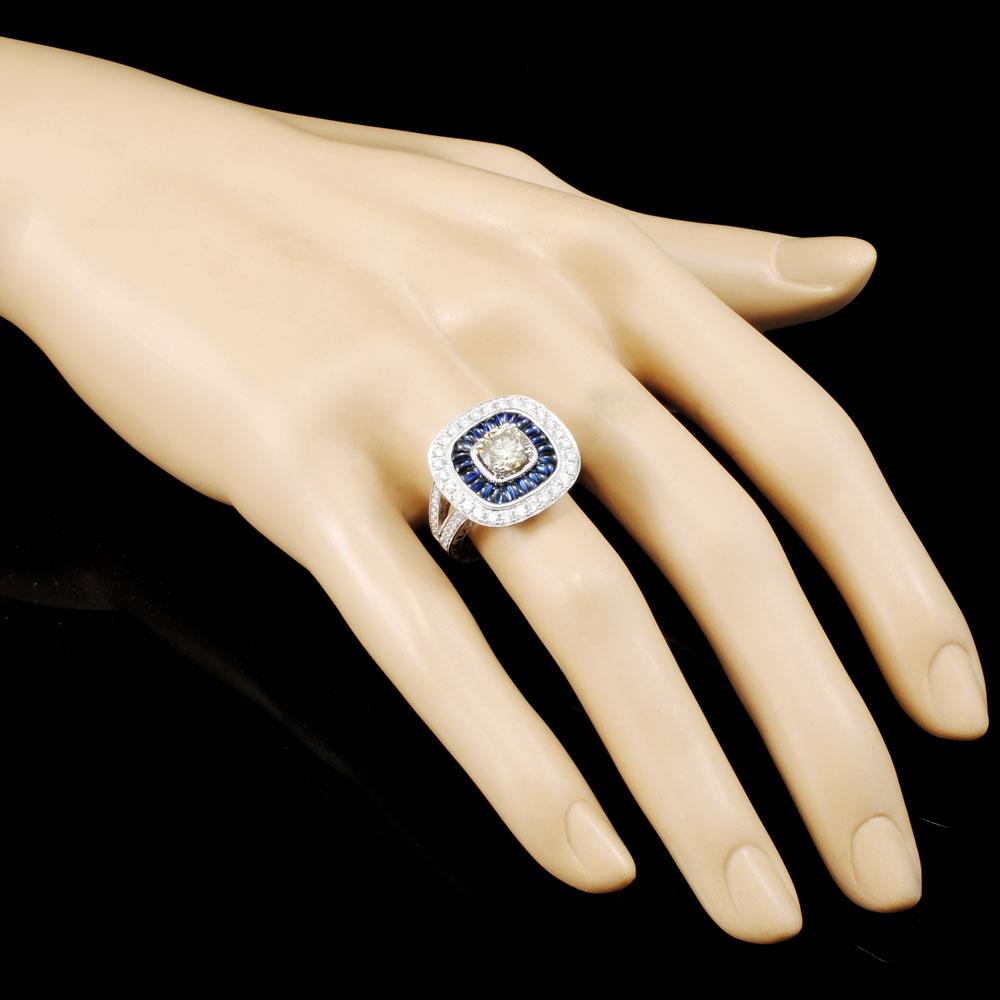 14K Gold 1.14ct Sapphire & 1.82ctw Diamond Ring