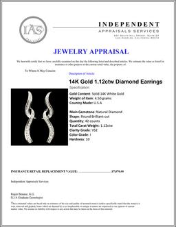 14K Gold 1.12ctw Diamond Earrings