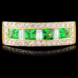 18K Gold 1.14ctw Tsavorite & 0.73ctw Diamond Ring