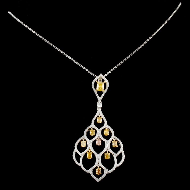 18K Gold 2.16ctw Fancy Diamond Pendant