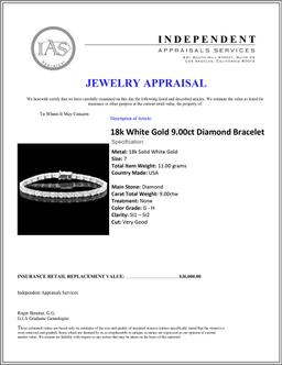 ^18k White Gold 9.00ct Diamond Bracelet
