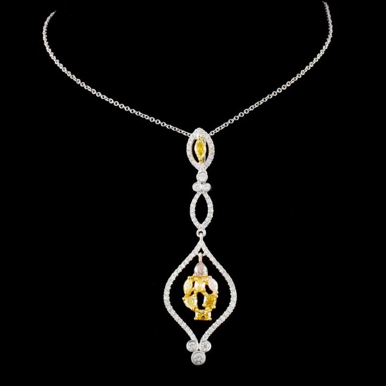 18K Gold 1.26ctw Fancy Color Diamond Pendant