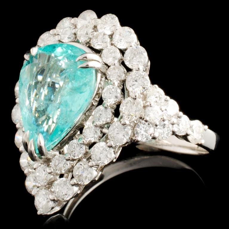 18K Gold 3.16ct Paraiba & 2.25 Diamond Ring