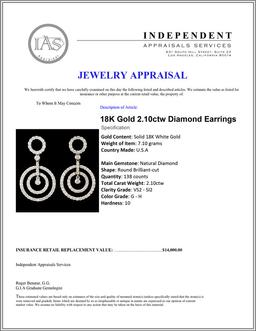 18K Gold 2.10ctw Diamond Earrings