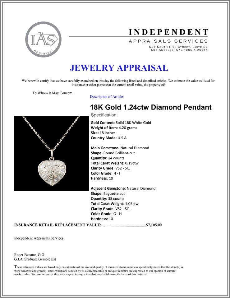 18K Gold 1.24ctw Diamond Pendant