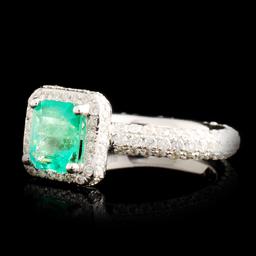 18K Gold 1.10ct Emerald & 1.24ctw Diamond Ring