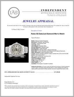 Rolex SS DateJust Diamond 36mm Watch