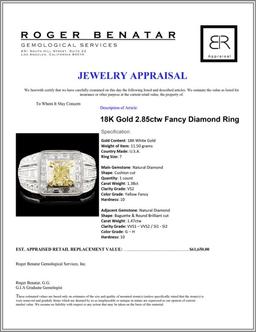 18K Gold 2.85ctw Fancy Diamond Ring