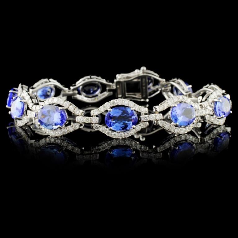 14K White Gold 15.11ct Tanzanite & 3.53ctw Diamond