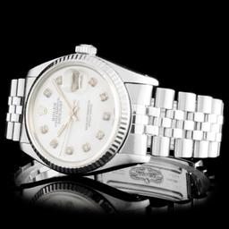 Rolex SS DateJust 36mm Diamond Wristwatch