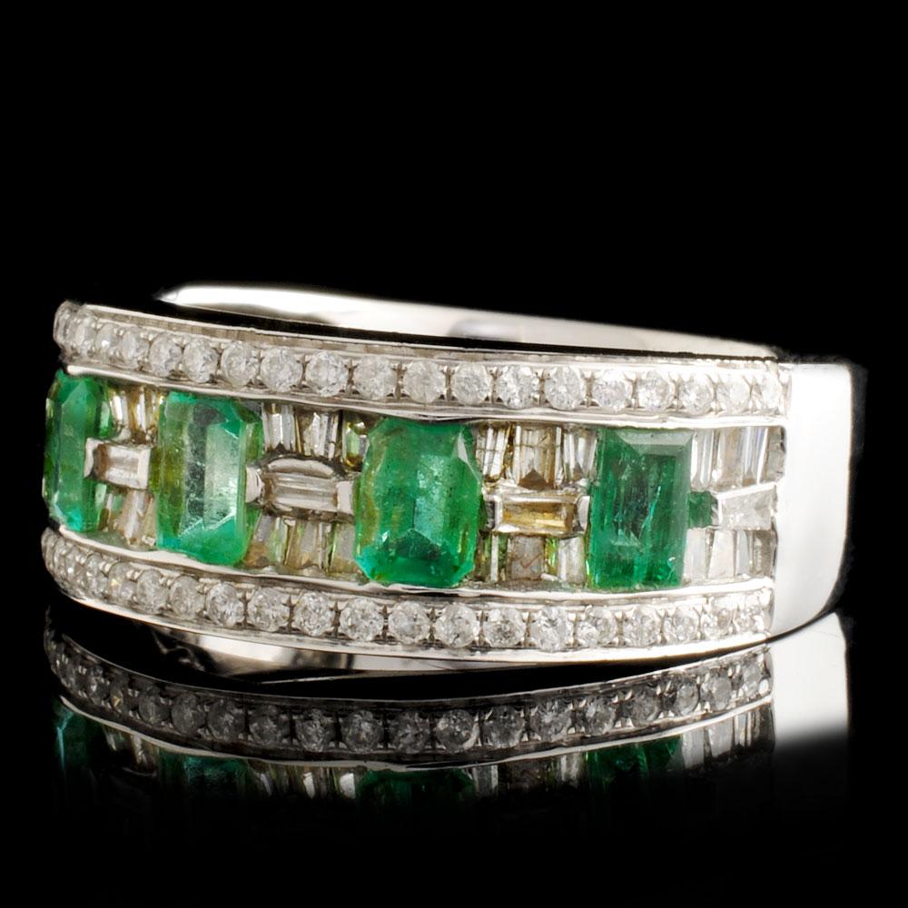 18K Gold 1.05ct Emerald & 0.75ctw Diamond Ring